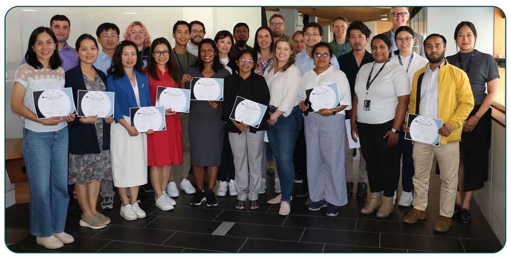 PulseNet Asia Pacific members with their certificates after completing a MiSeq training course in Melbourne, Australia in February 2024.